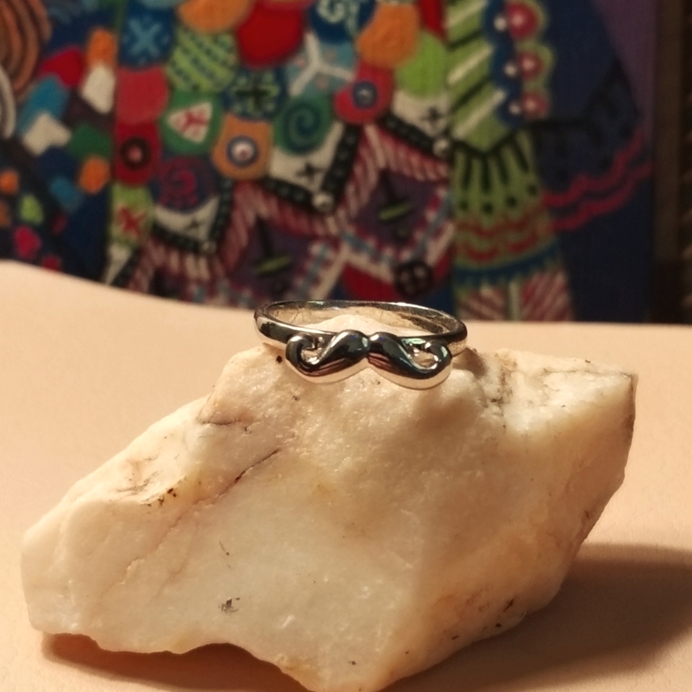 Silver plated Mustache Ring